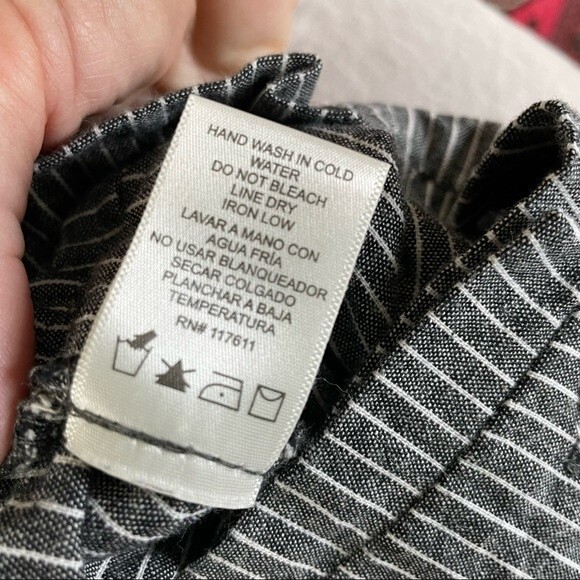 HAVE striped grey paper bag waist ankle pants trousers size L - Picture 5 of 6